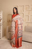 Ajrakh Dola - Silk Cream Saree