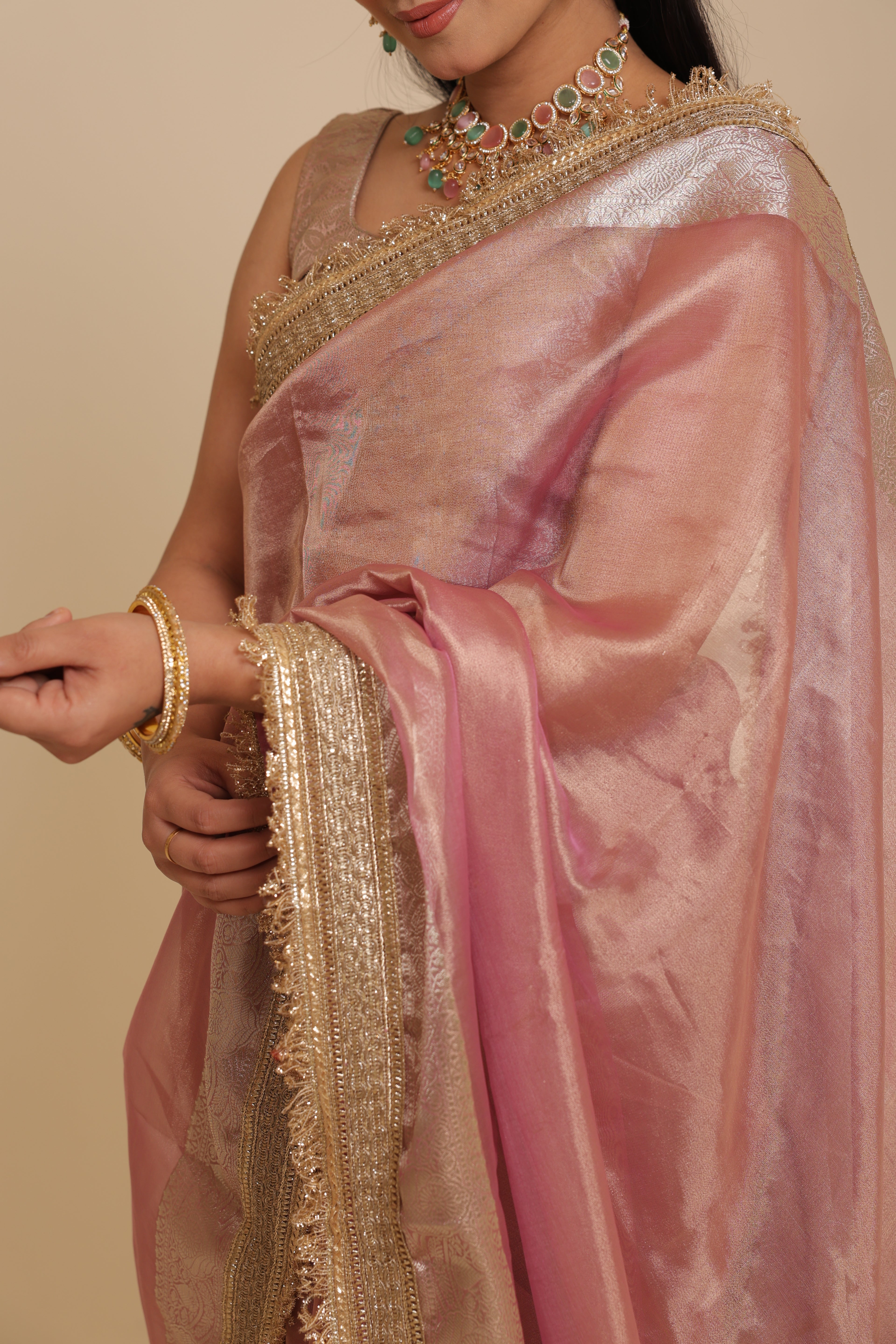 Meher - Baby Pink Tissue Saree