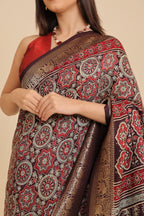 Ajrakh Dola - Silk Blue Saree