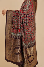 Ajrakh Dola - Silk Blue Saree