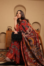 Pen Kalamkari on Chennur Silk – Nizam Border Brown (Elephant) Saree