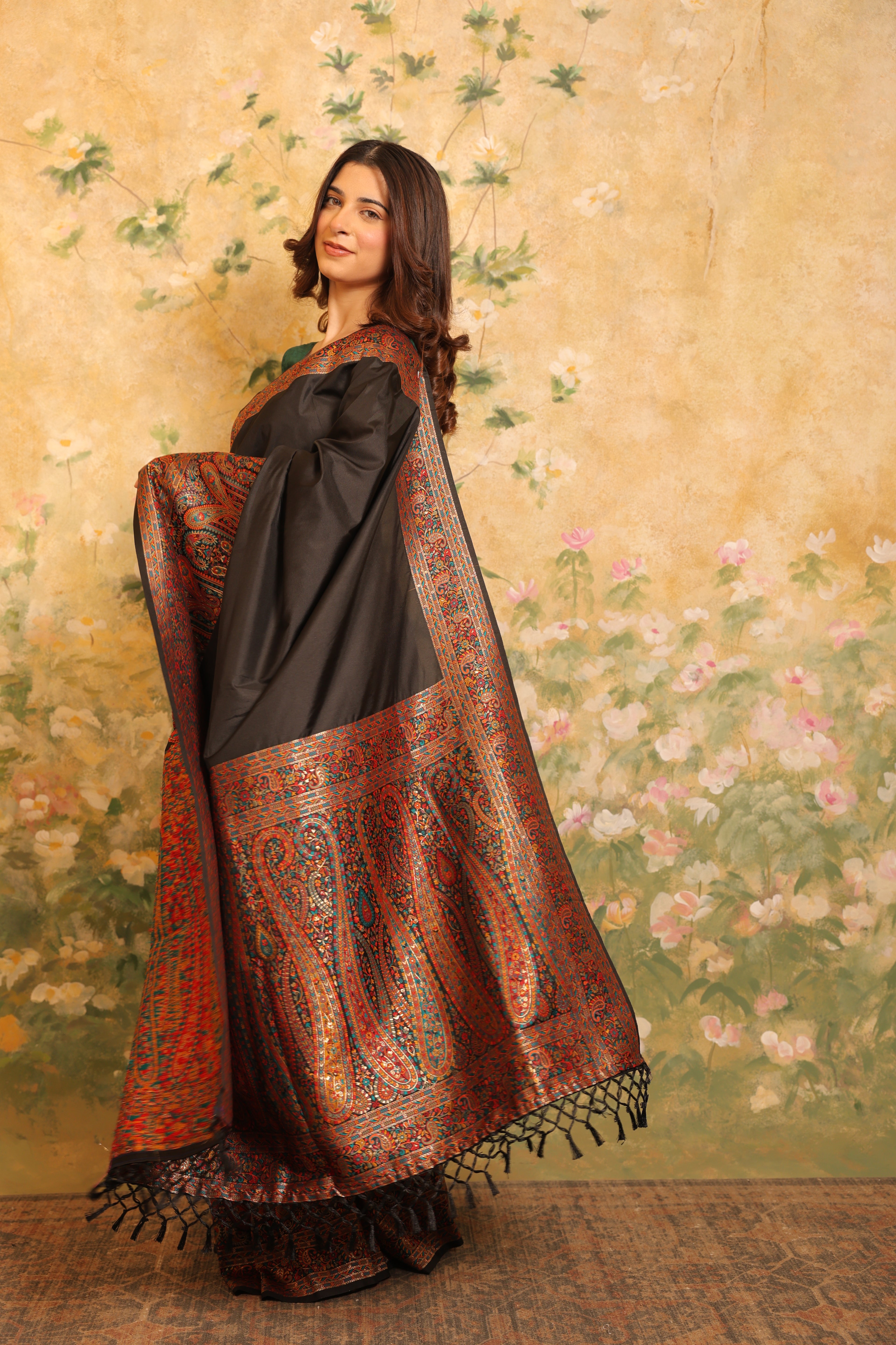 Ruhani - Black Pashmina Saree