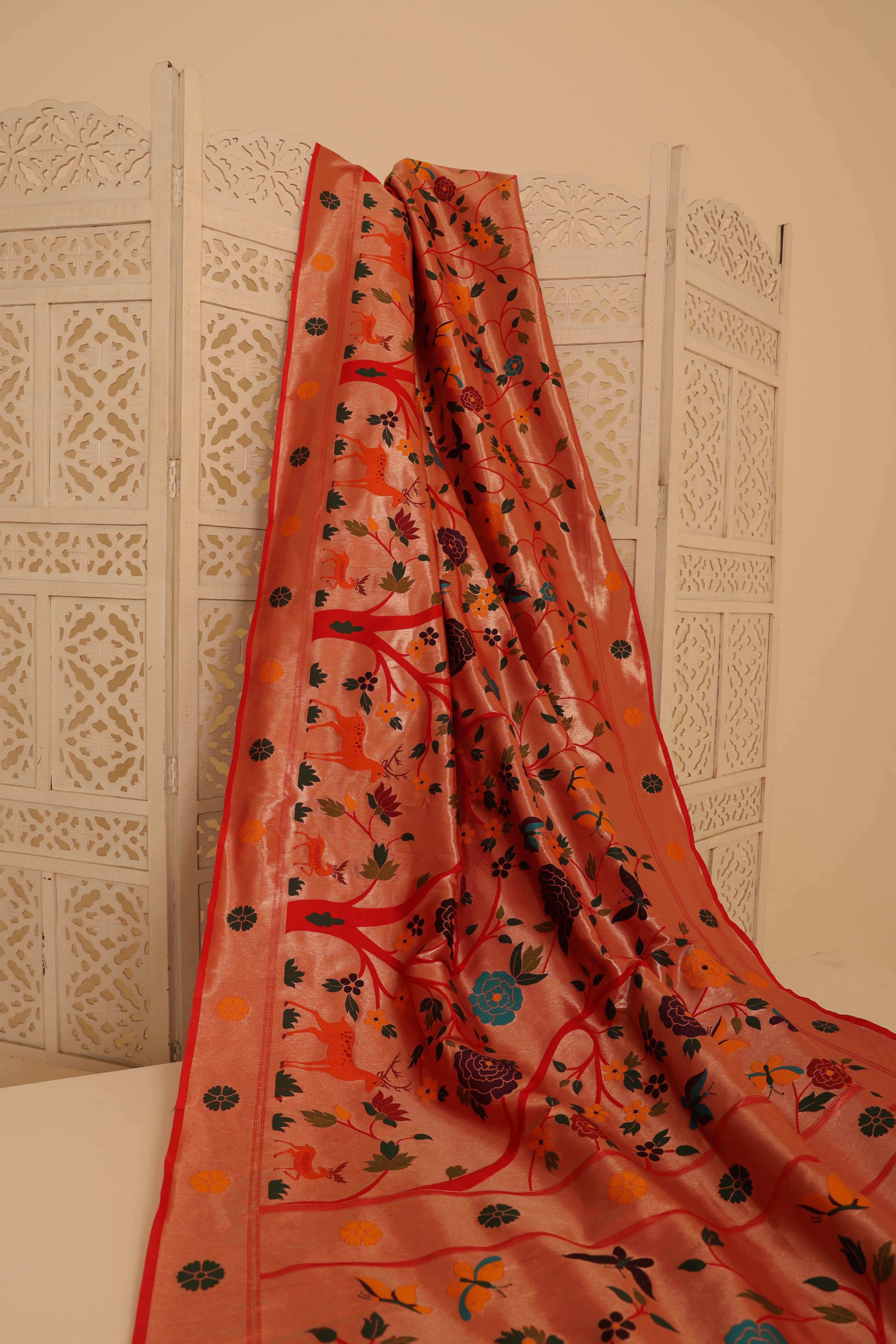 Paithani Dark Red Silk Saree